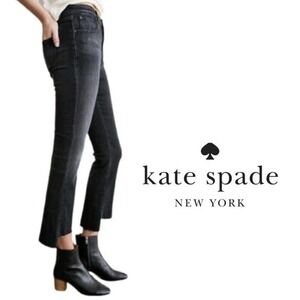 Kate Spade New York High Rise Raw Hem Ooh La La Jeans in Black Womens Size 32